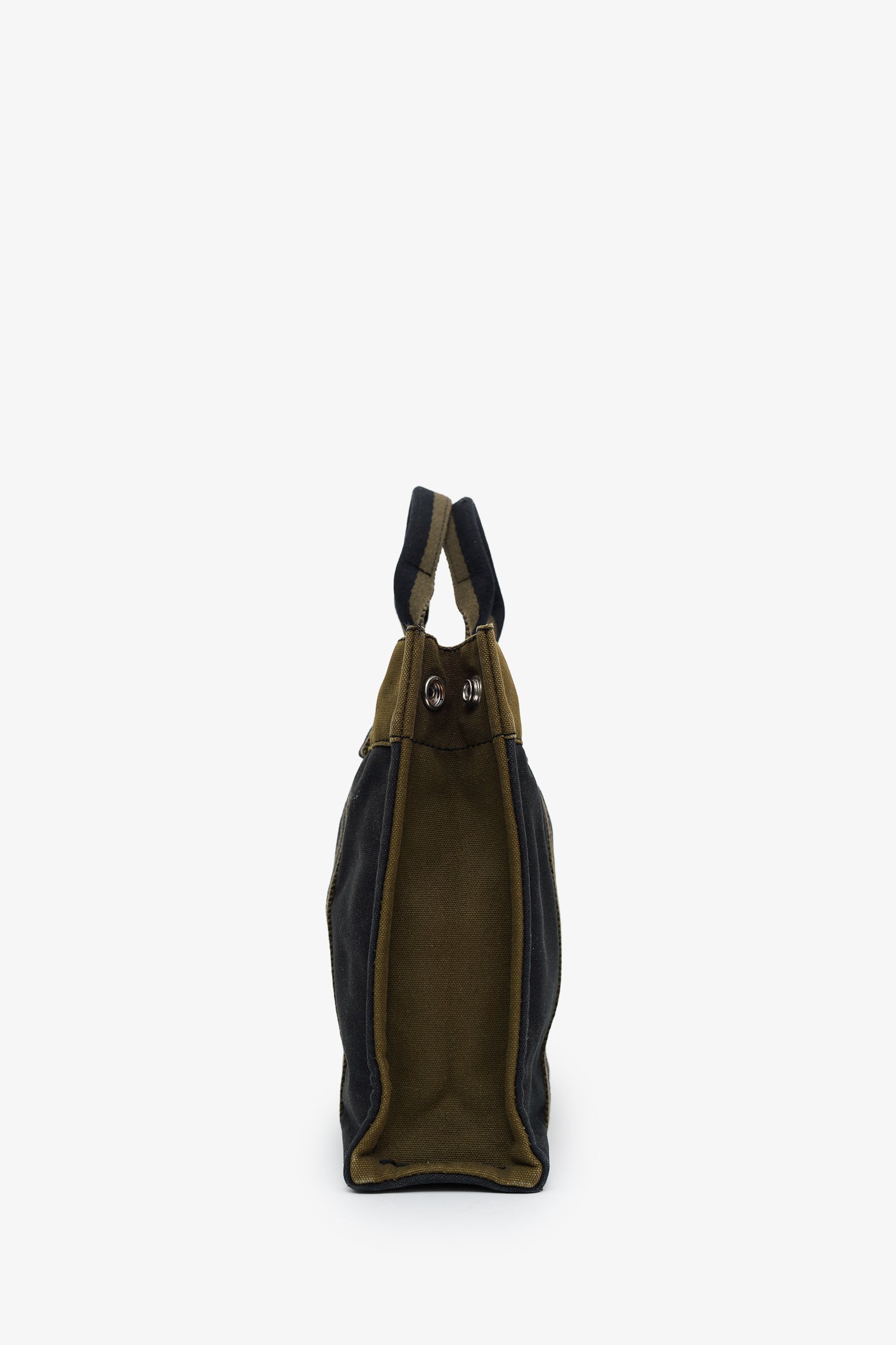 Hermes Navy/Green Canvas Fourre Tout PM Tote