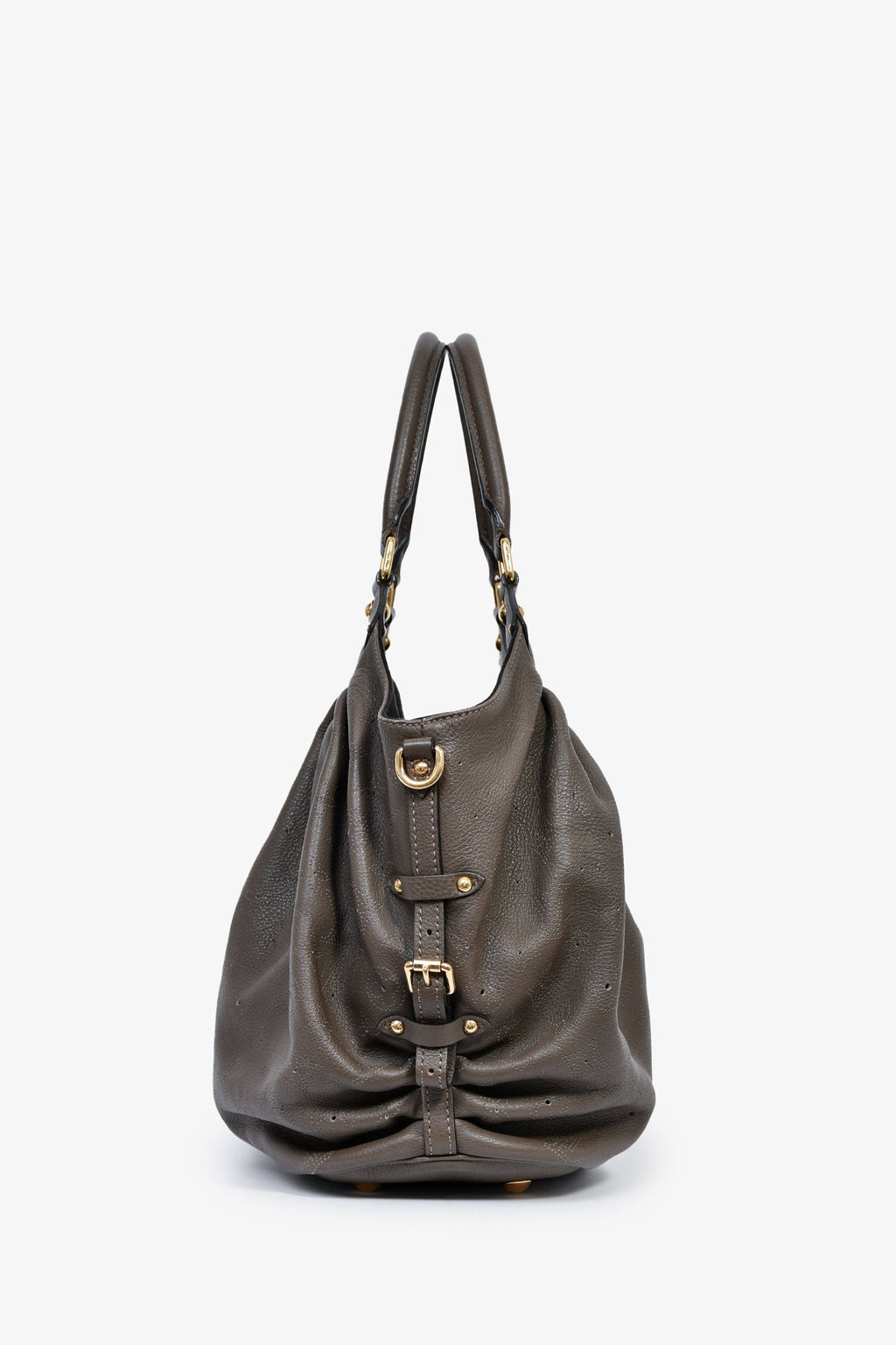 Louis Vuitton Grey Leather Mahina XL Hobo Bag