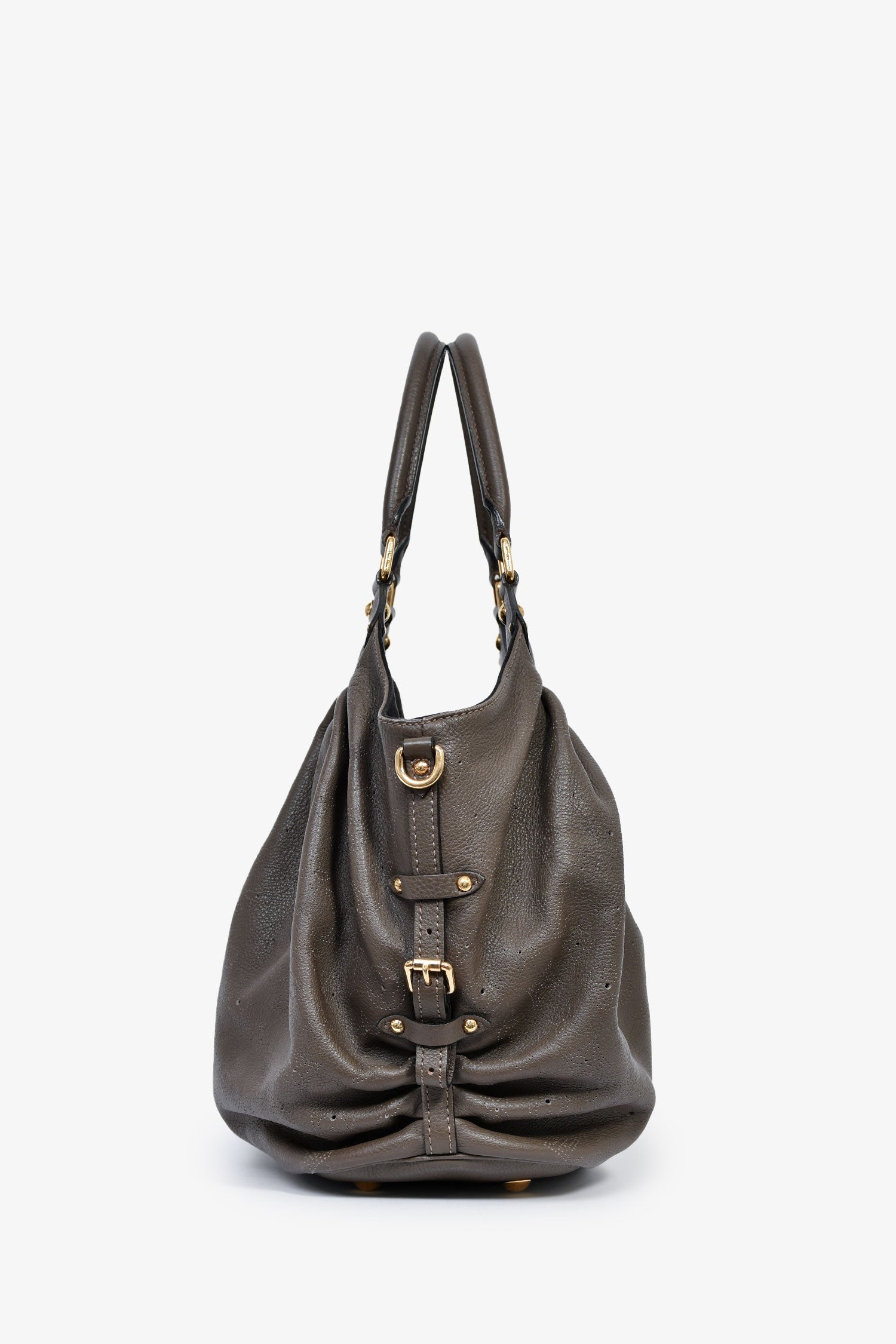 Louis Vuitton Grey Leather Mahina XL Hobo Bag