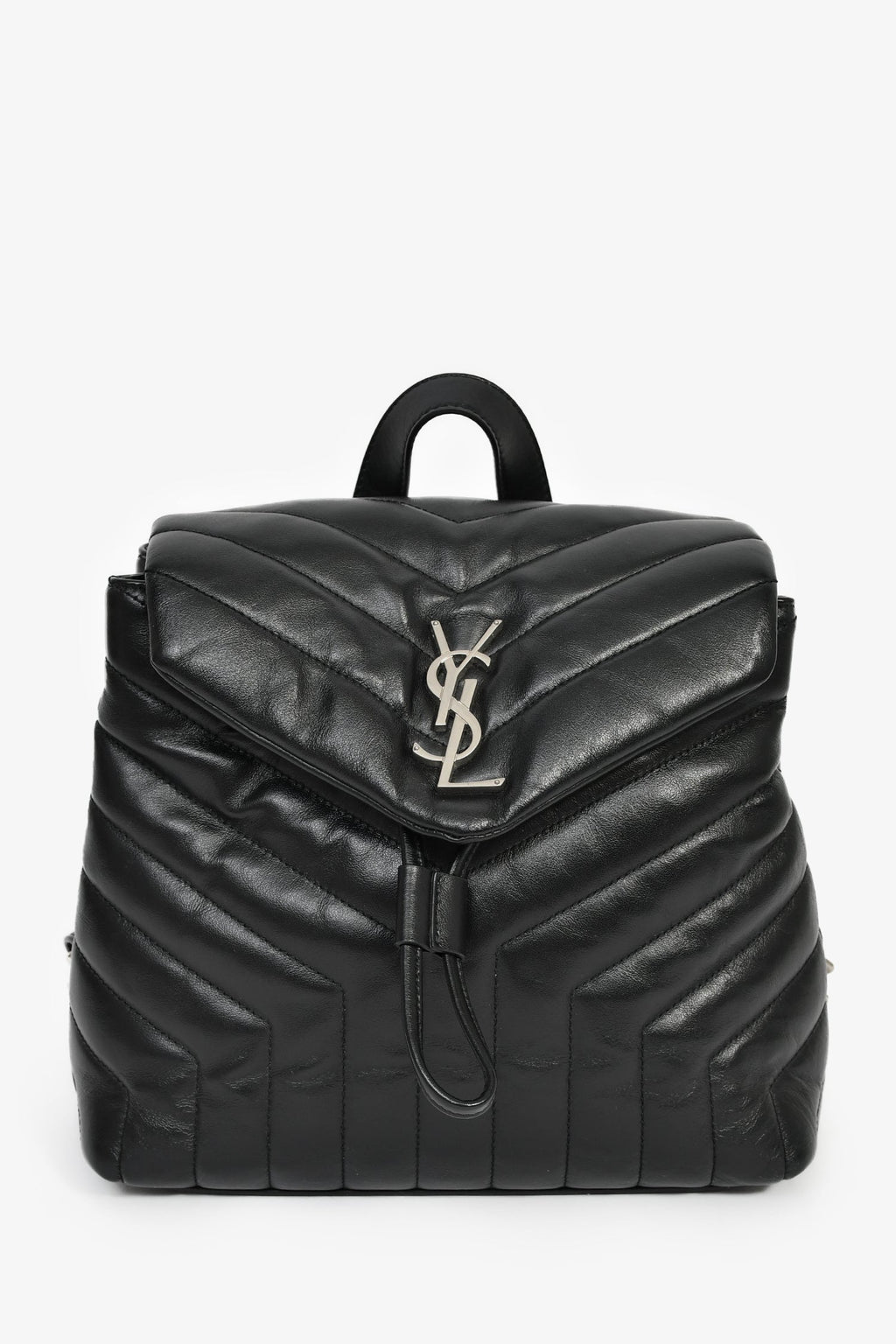Saint Laurent 2017 Black Chevron Leather Loulou Backpack