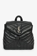 Saint Laurent 2017 Black Chevron Leather Loulou Backpack