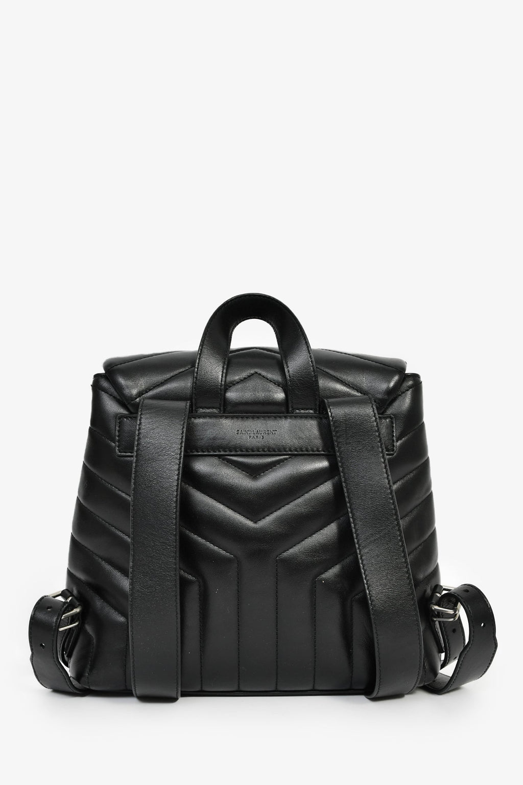Saint Laurent 2017 Black Chevron Leather Loulou Backpack
