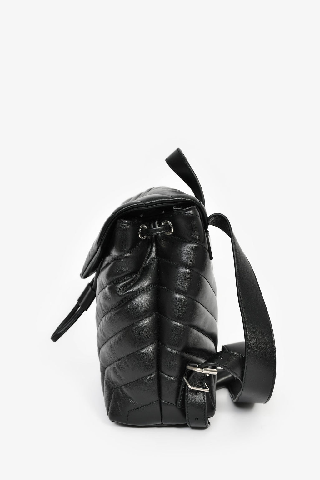 Saint Laurent 2017 Black Chevron Leather Loulou Backpack