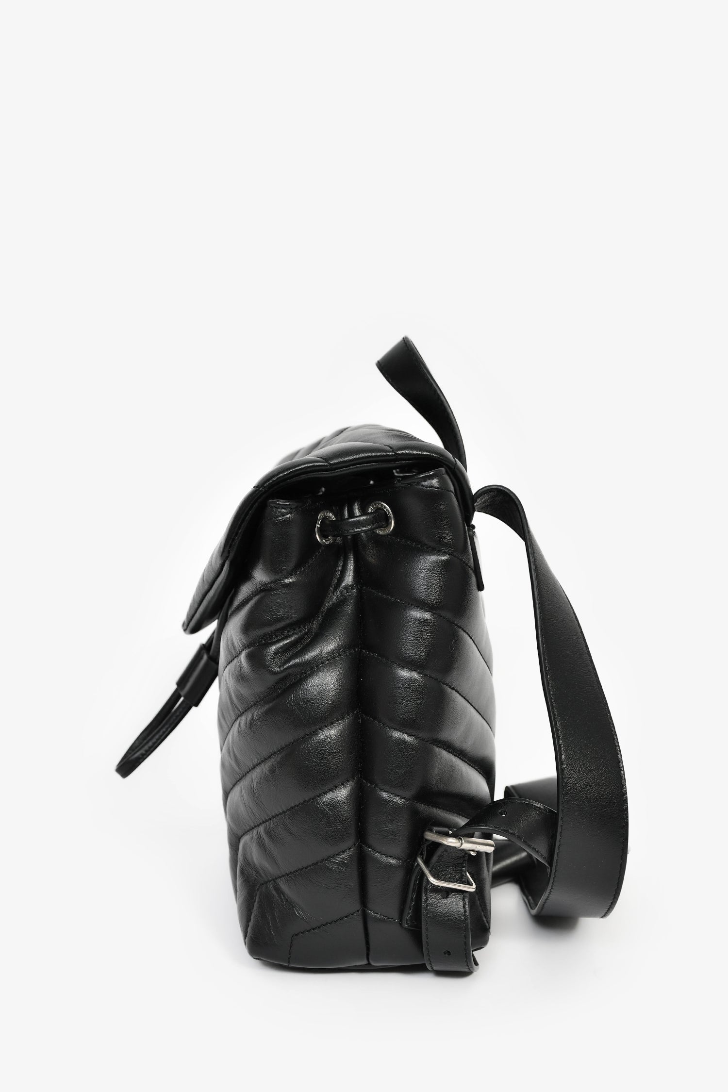 Saint Laurent 2017 Black Chevron Leather Loulou Backpack