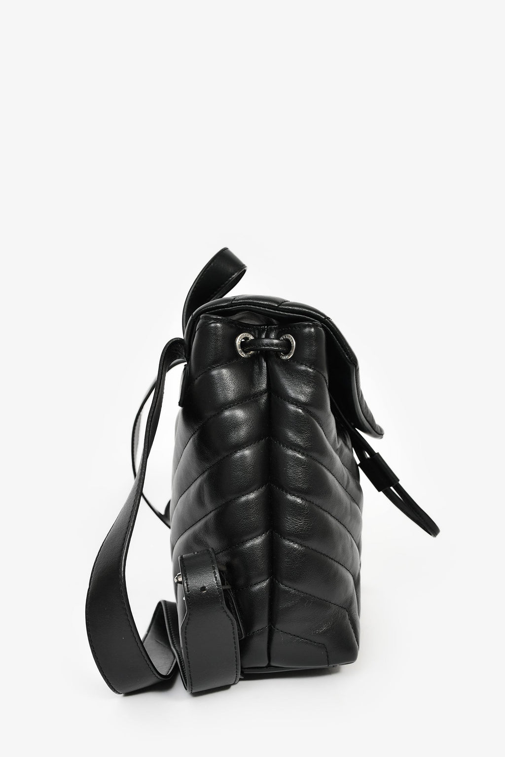 Saint Laurent 2017 Black Chevron Leather Loulou Backpack