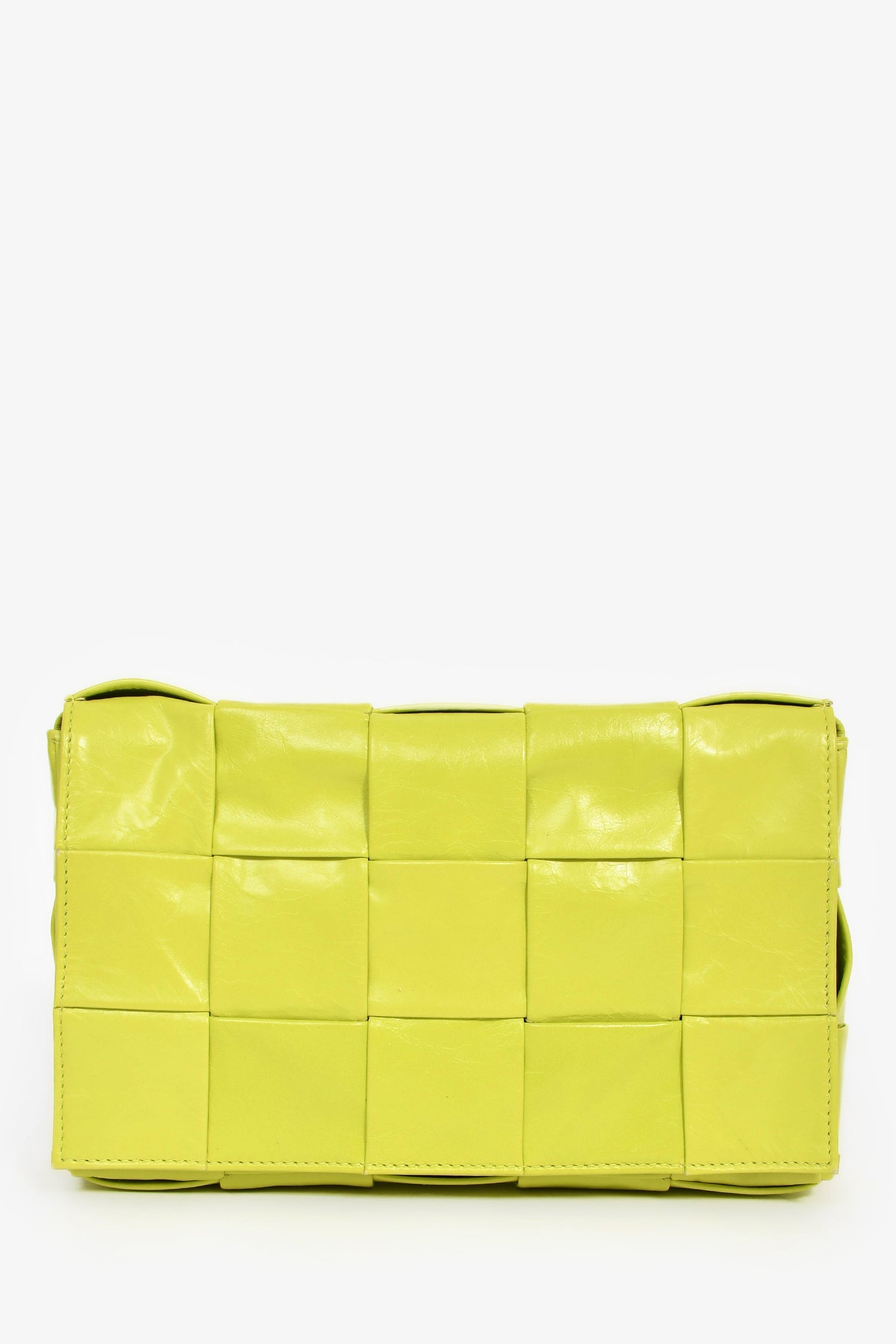 Bottega Veneta Neon Yellow Leather Flat Cassette Bag