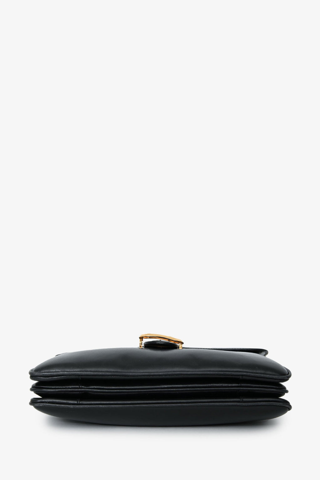 Celine Vintage Black Box Leather Carriage Buckle Top Handle Bag