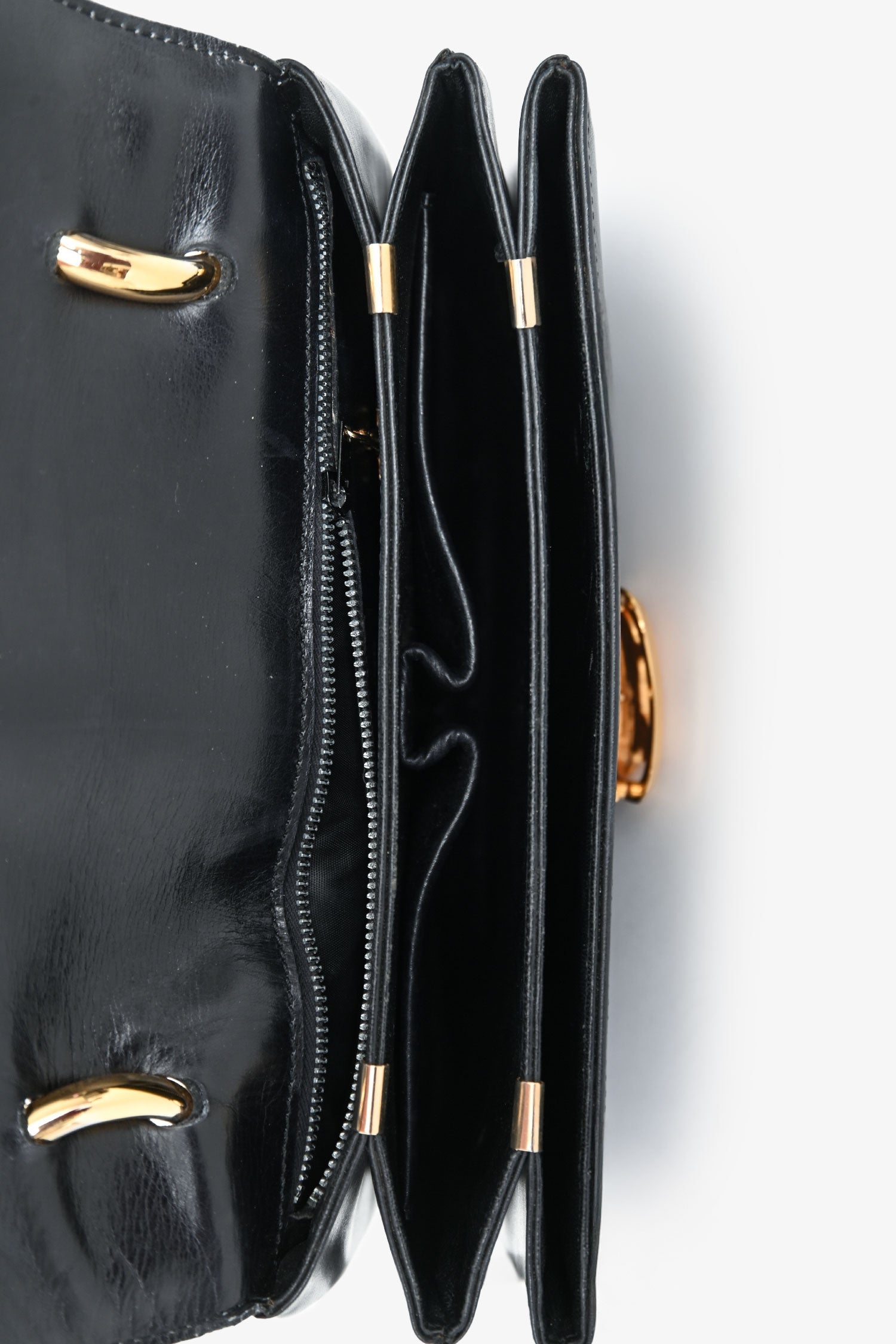 Celine Vintage Black Box Leather Carriage Buckle Top Handle Bag