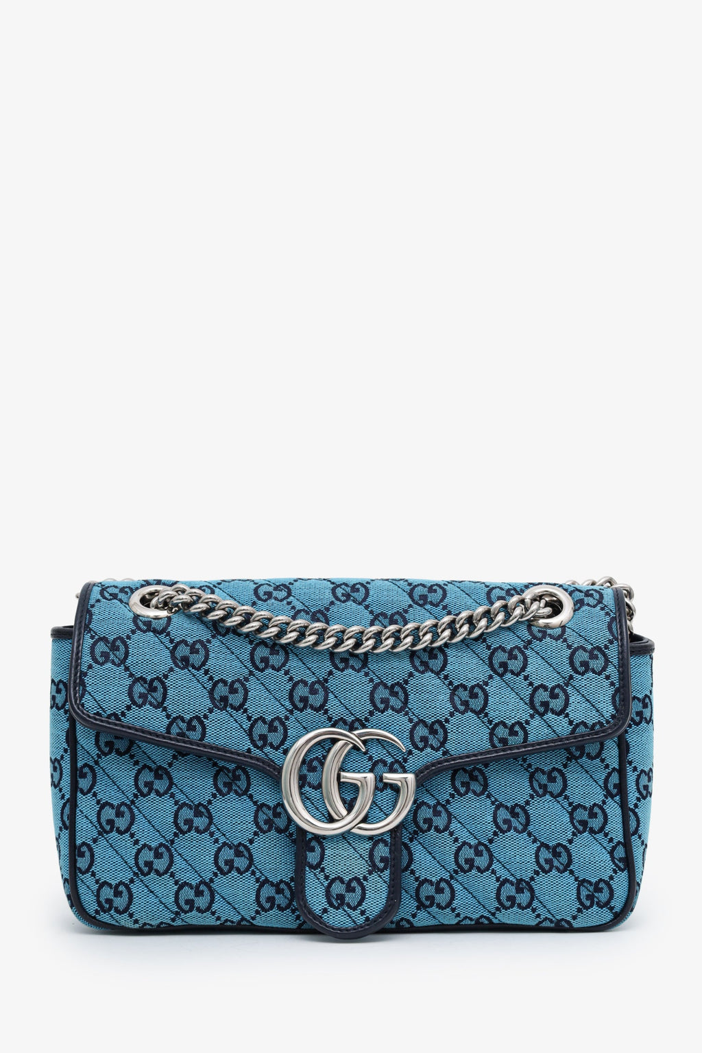 Gucci Blue Canvas Small Marmont Shoulder Bag