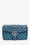 Gucci Blue Canvas Small Marmont Shoulder Bag
