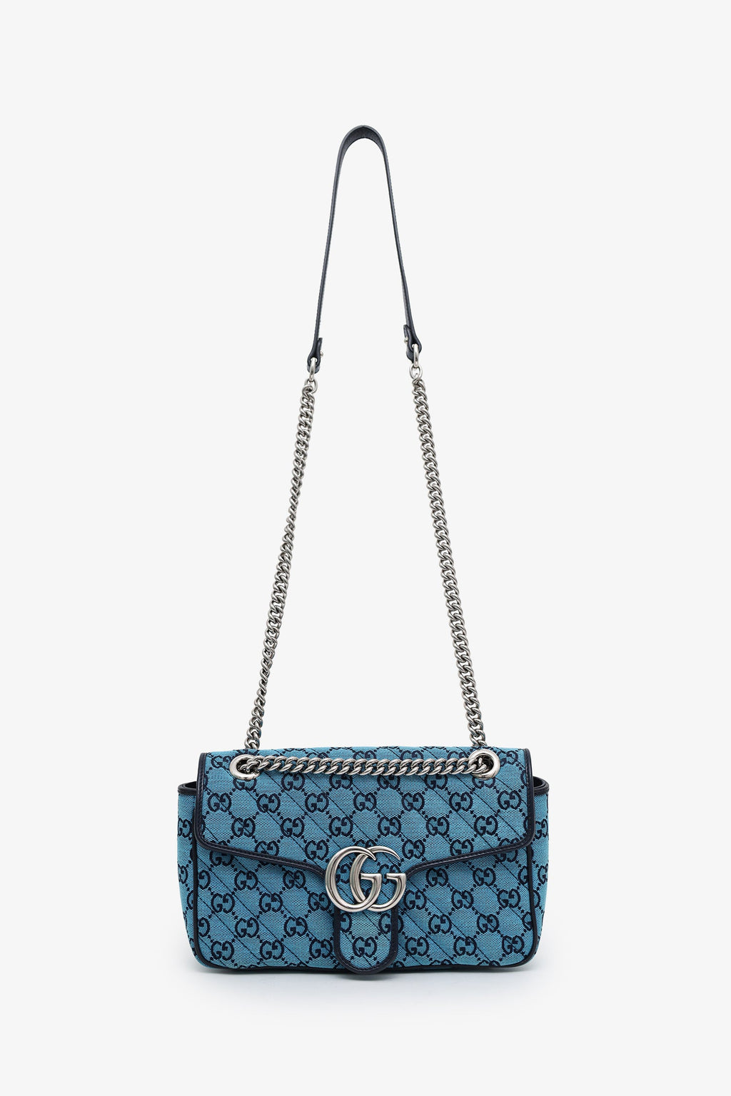 Gucci Blue Canvas Small Marmont Shoulder Bag