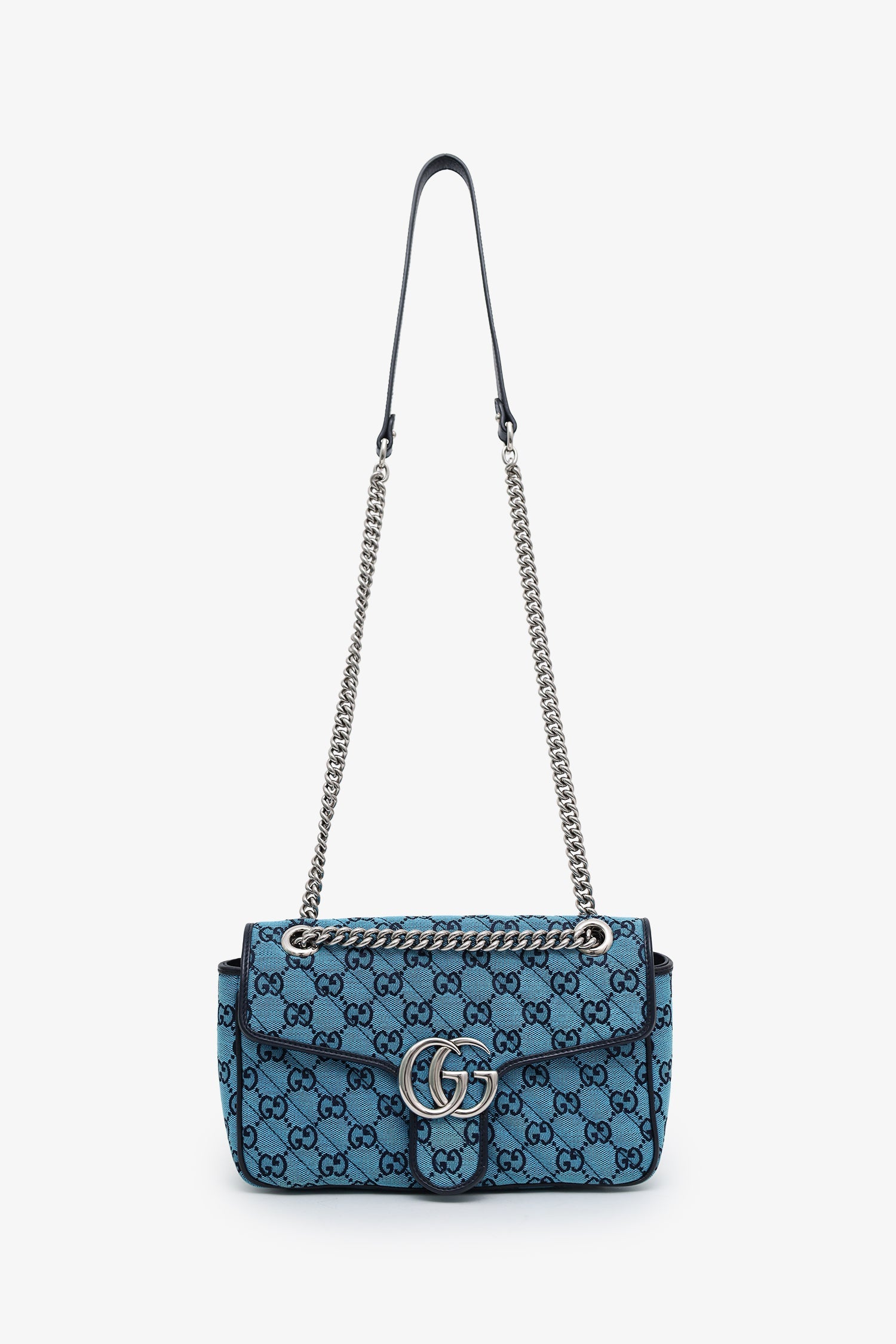 Gucci Blue Canvas Small Marmont Shoulder Bag