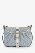 Celine Blue Leather/Canvas 'Macadam C' Crossbody