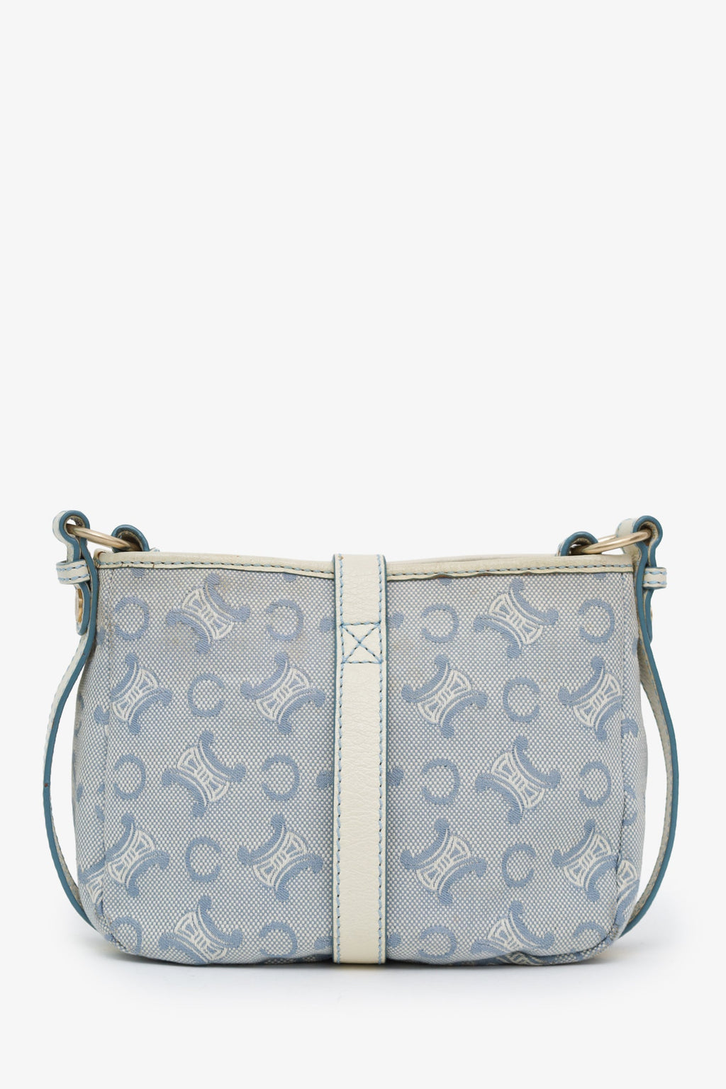 Celine Blue Leather/Canvas 'Macadam C' Crossbody