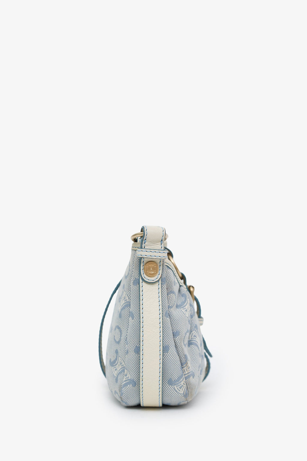 Celine Blue Leather/Canvas 'Macadam C' Crossbody