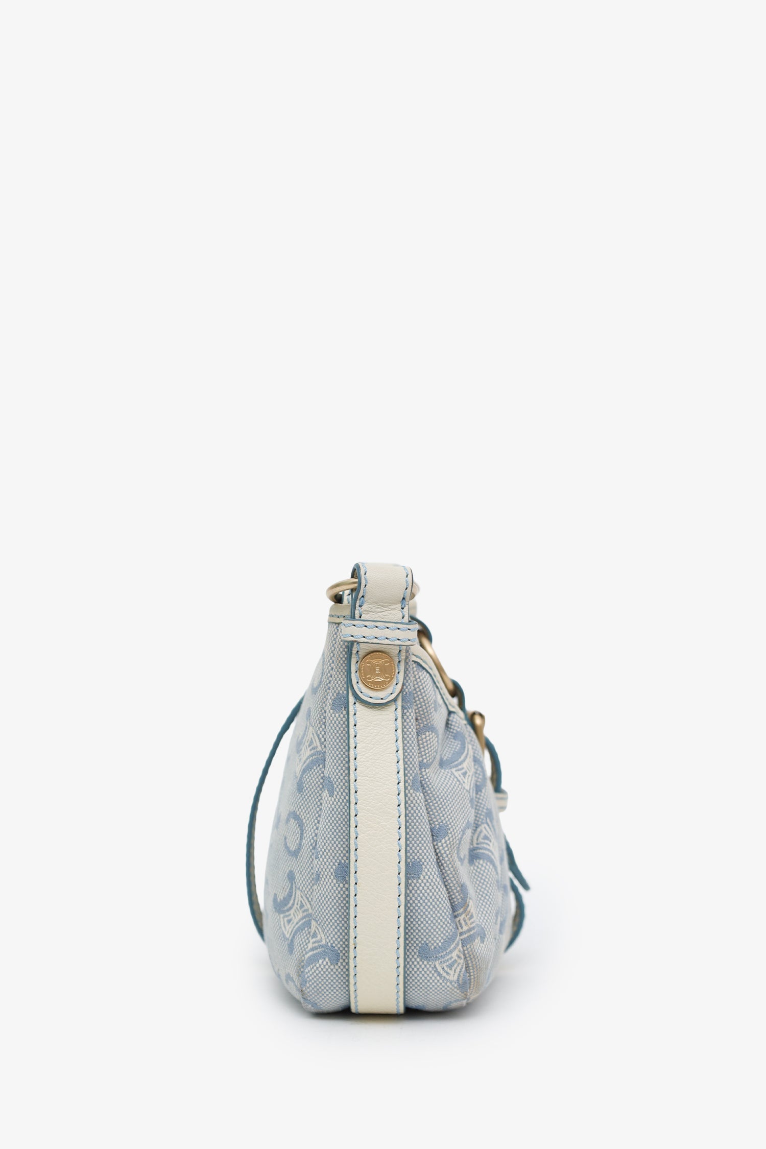 Celine Blue Leather/Canvas 'Macadam C' Crossbody