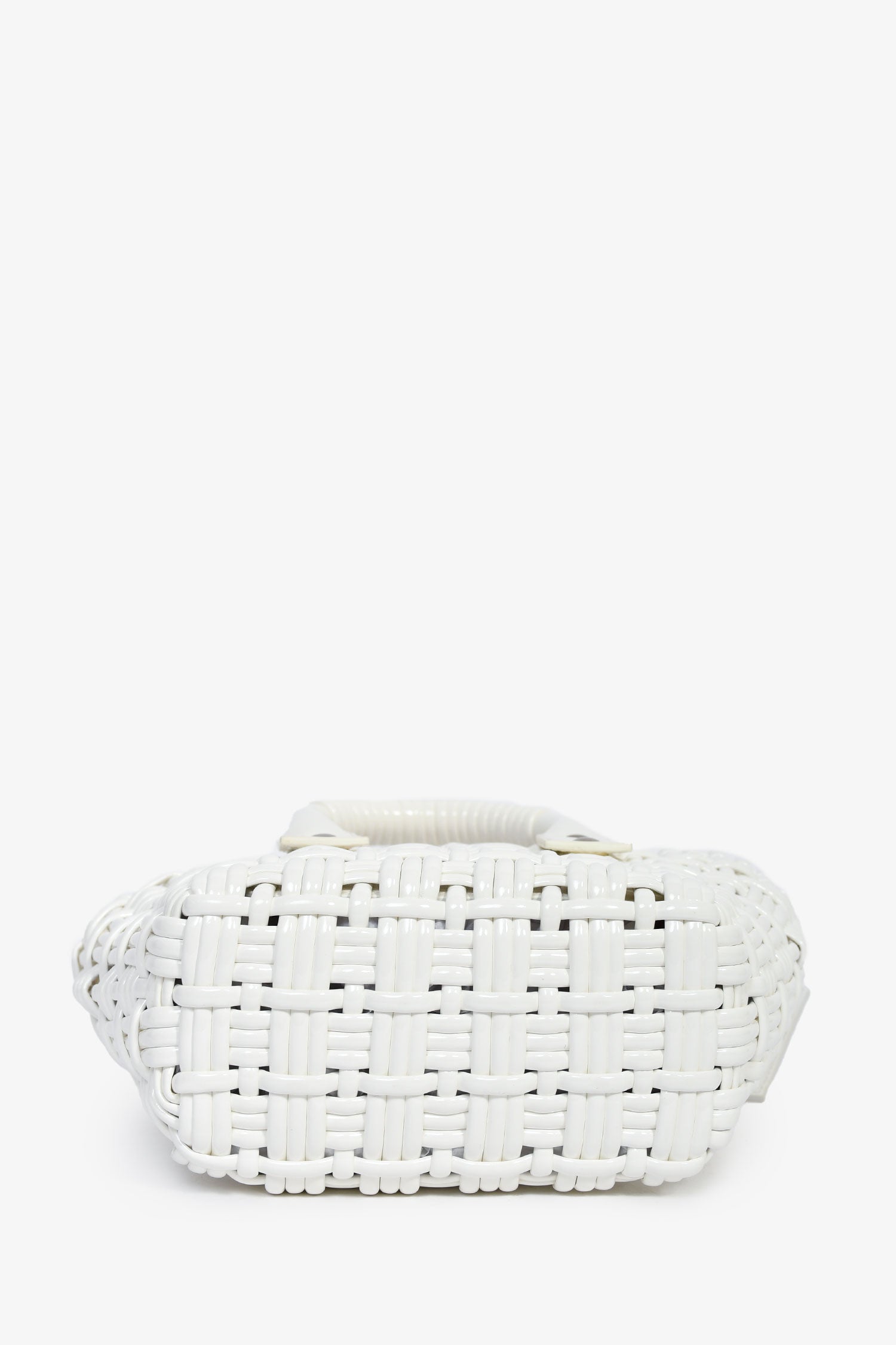 Balenciaga White Patent Woven XXS 'Bistro' Basket Bag