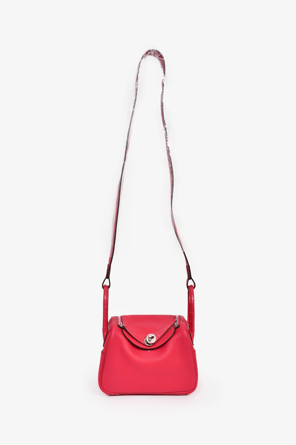 Hermès 2022 Framboise Swift/Alligator Touch Mini Lindy