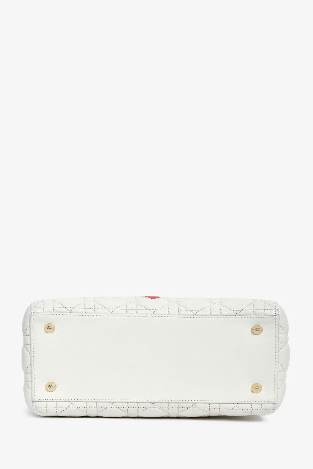 Christian Dior 2019 White Leather Cannage 'Je T'Aime' Medium Lady Dior With Strap