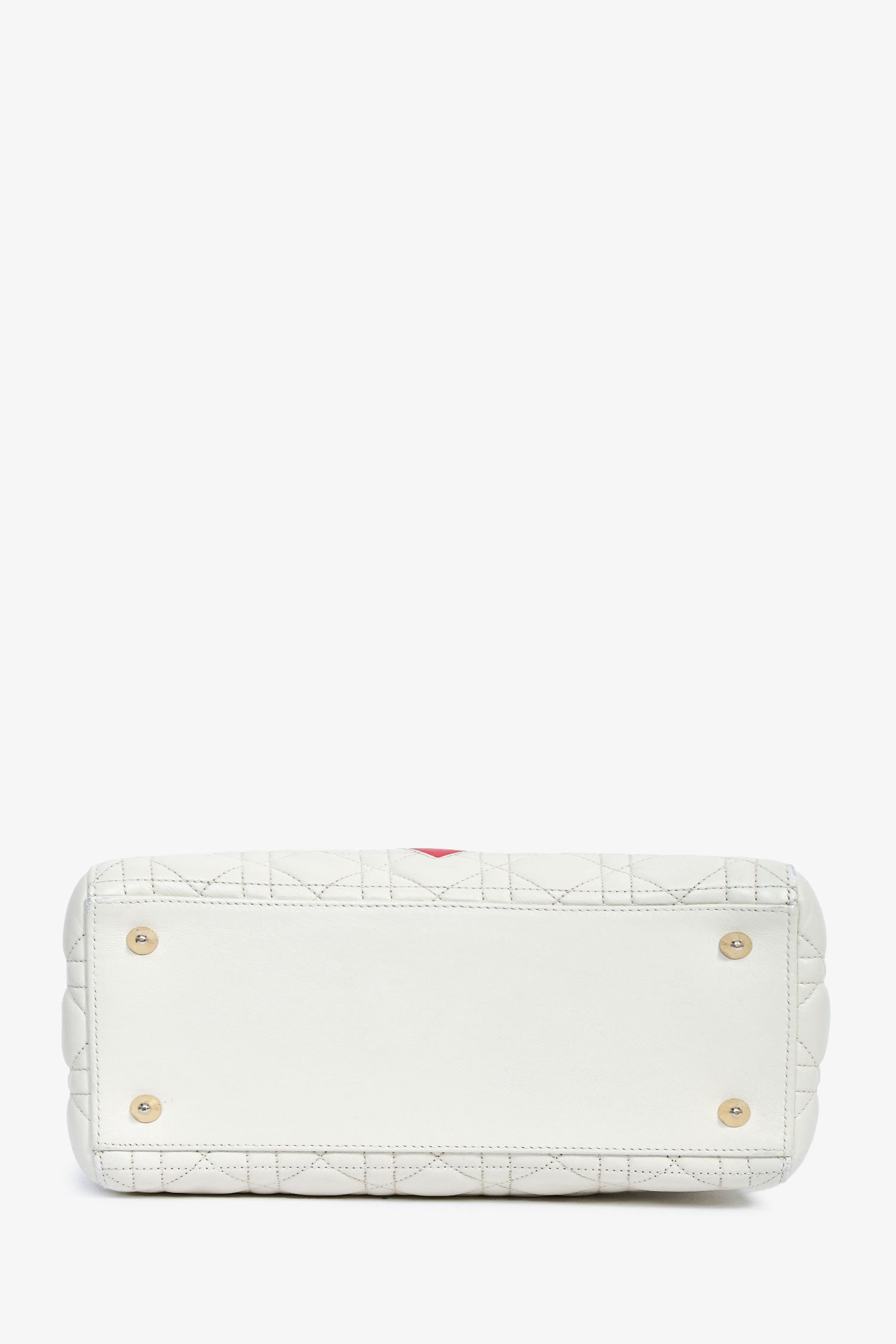 Christian Dior 2019 White Leather Cannage 'Je T'Aime' Medium Lady Dior With Strap