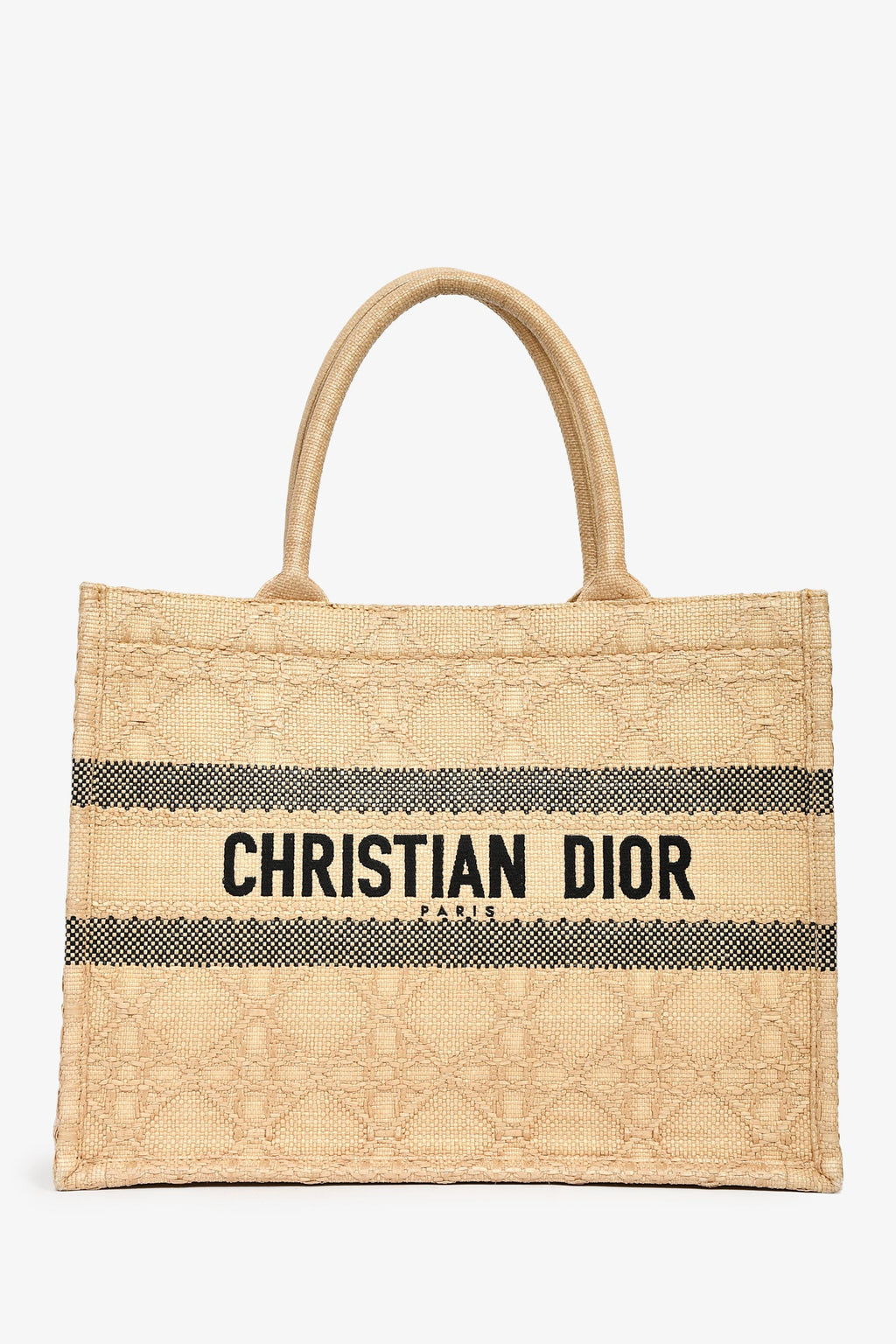 Christian Dior 2023 Beige Raffia Medium Dior Book Tote