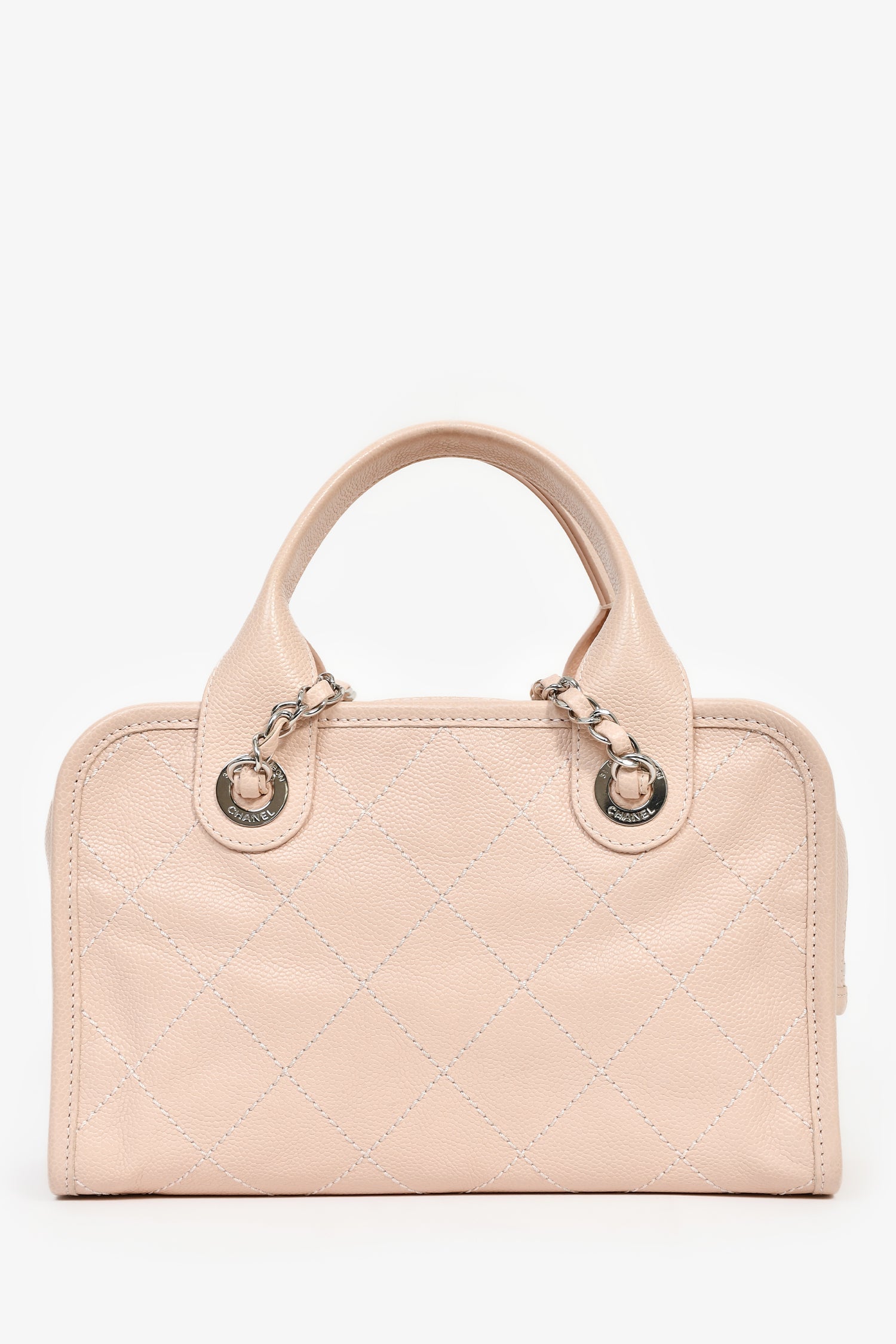Chanel™ 2014 Pink Caviar Quilted Small Deauville Bowling Bag