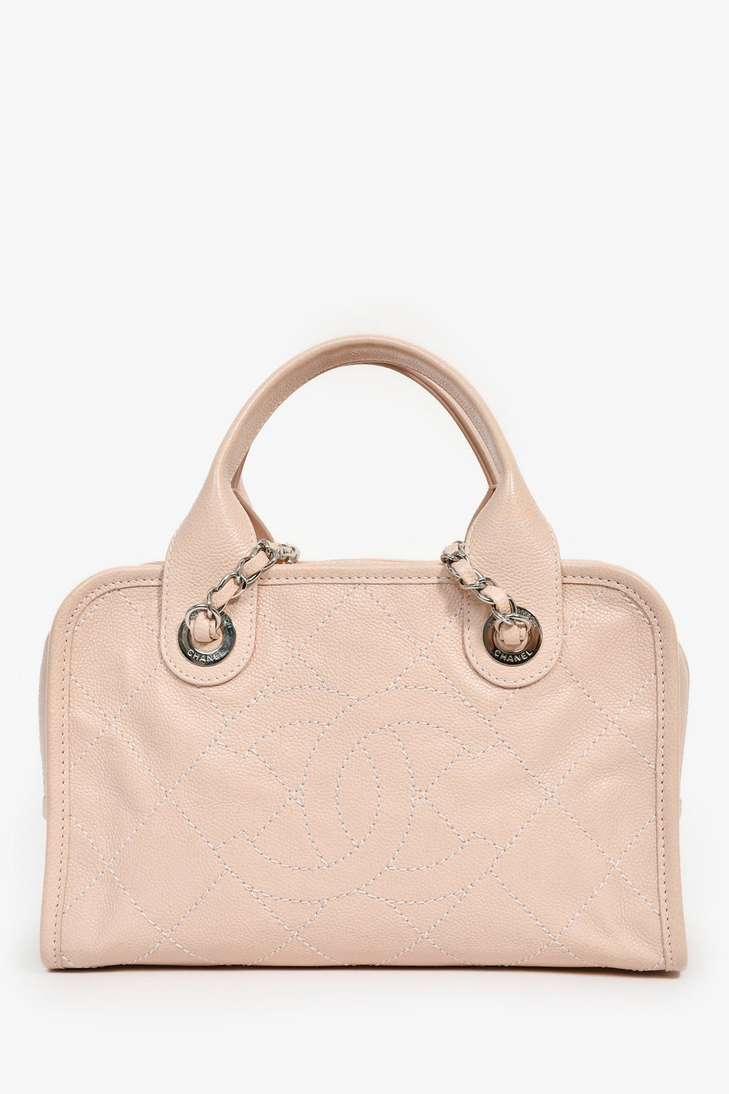 Chanel™ 2014 Pink Caviar Quilted Small Deauville Bowling Bag