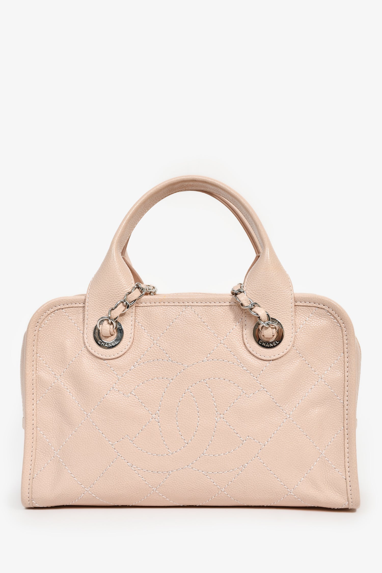 Chanel™ 2014 Pink Caviar Quilted Small Deauville Bowling Bag