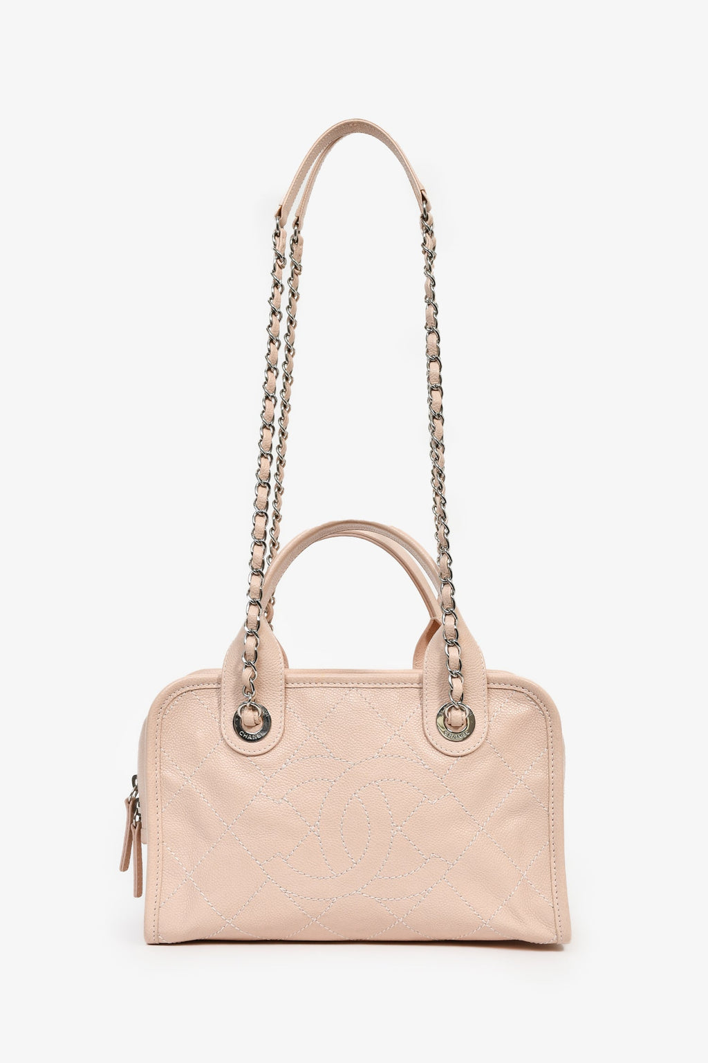 Chanel™ 2014 Pink Caviar Quilted Small Deauville Bowling Bag