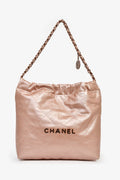Chanel™ Rose Gold Pink '22' Bag With Pouch