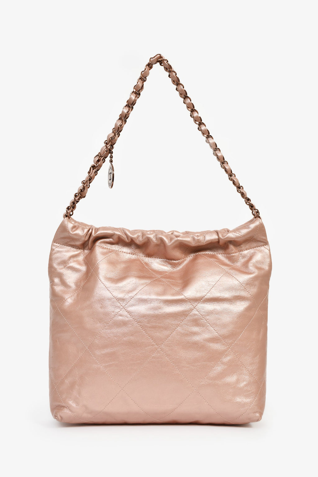 Chanel™ Rose Gold Pink '22' Bag With Pouch