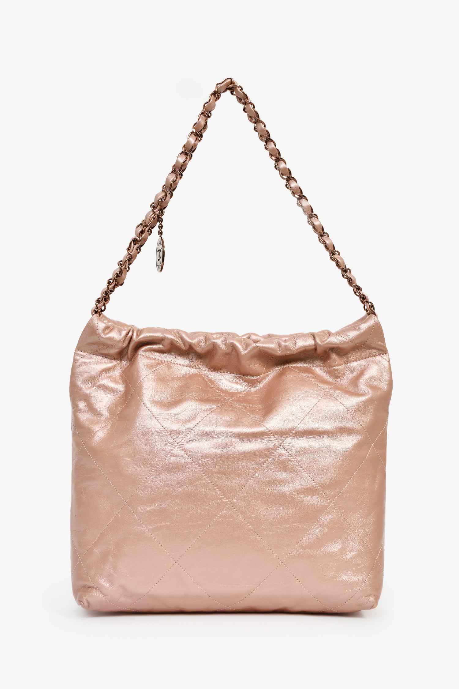 Chanel™ Rose Gold Pink '22' Bag With Pouch
