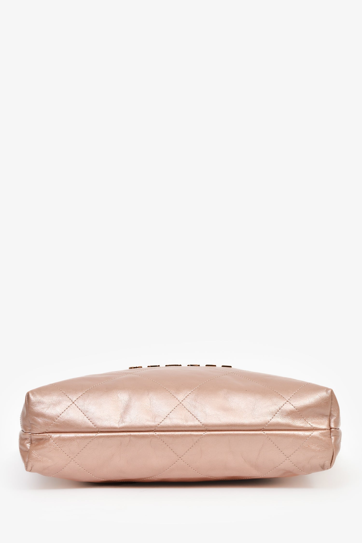Chanel™ Rose Gold Pink '22' Bag With Pouch