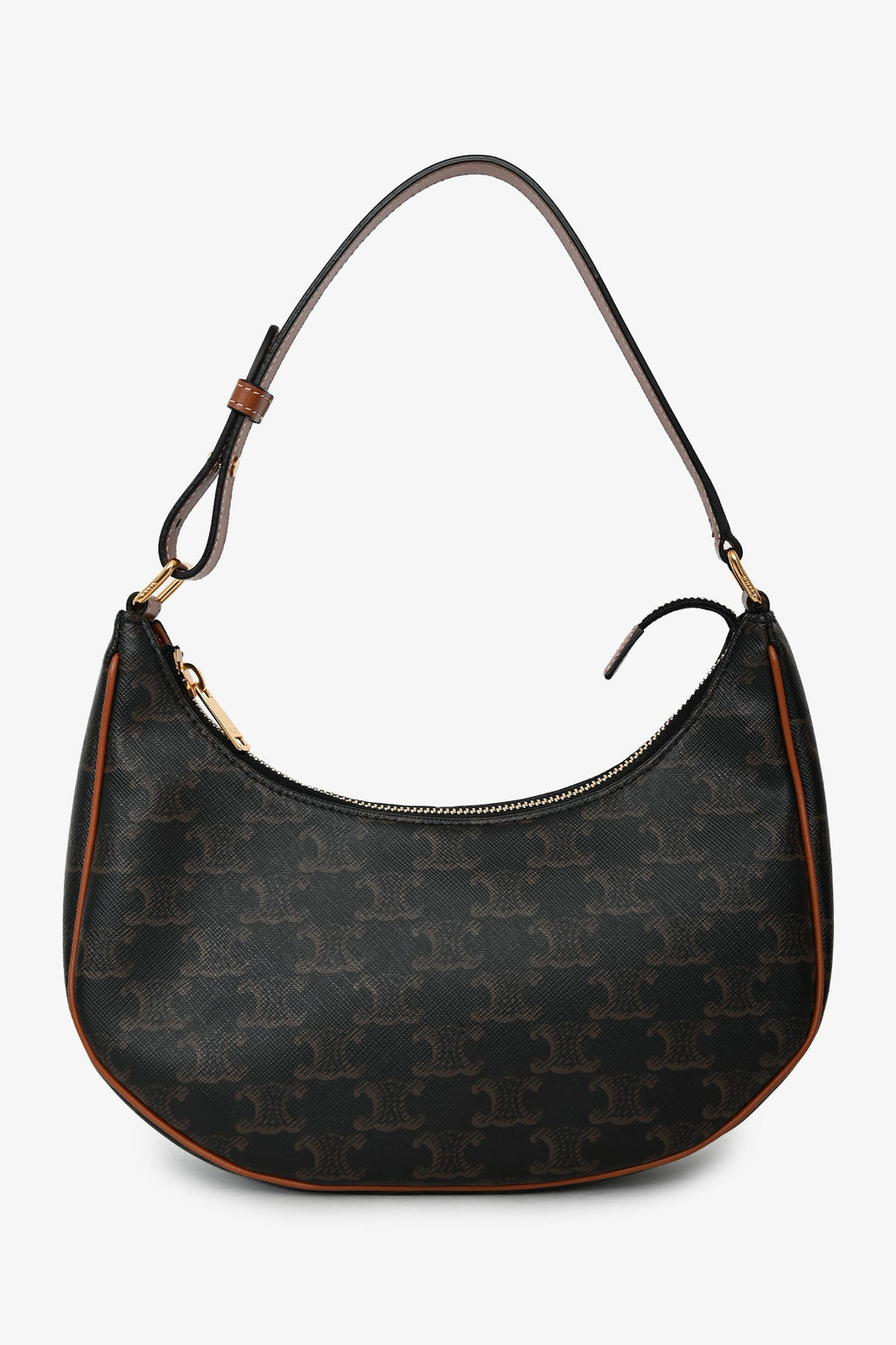 Celine 2020 Brown Leather/Canvas Triomphe Ava Shoulder Bag