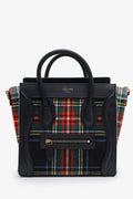 Celine 2017 Plaid Print Tartan Nano Luggage Tote Bag With Strap