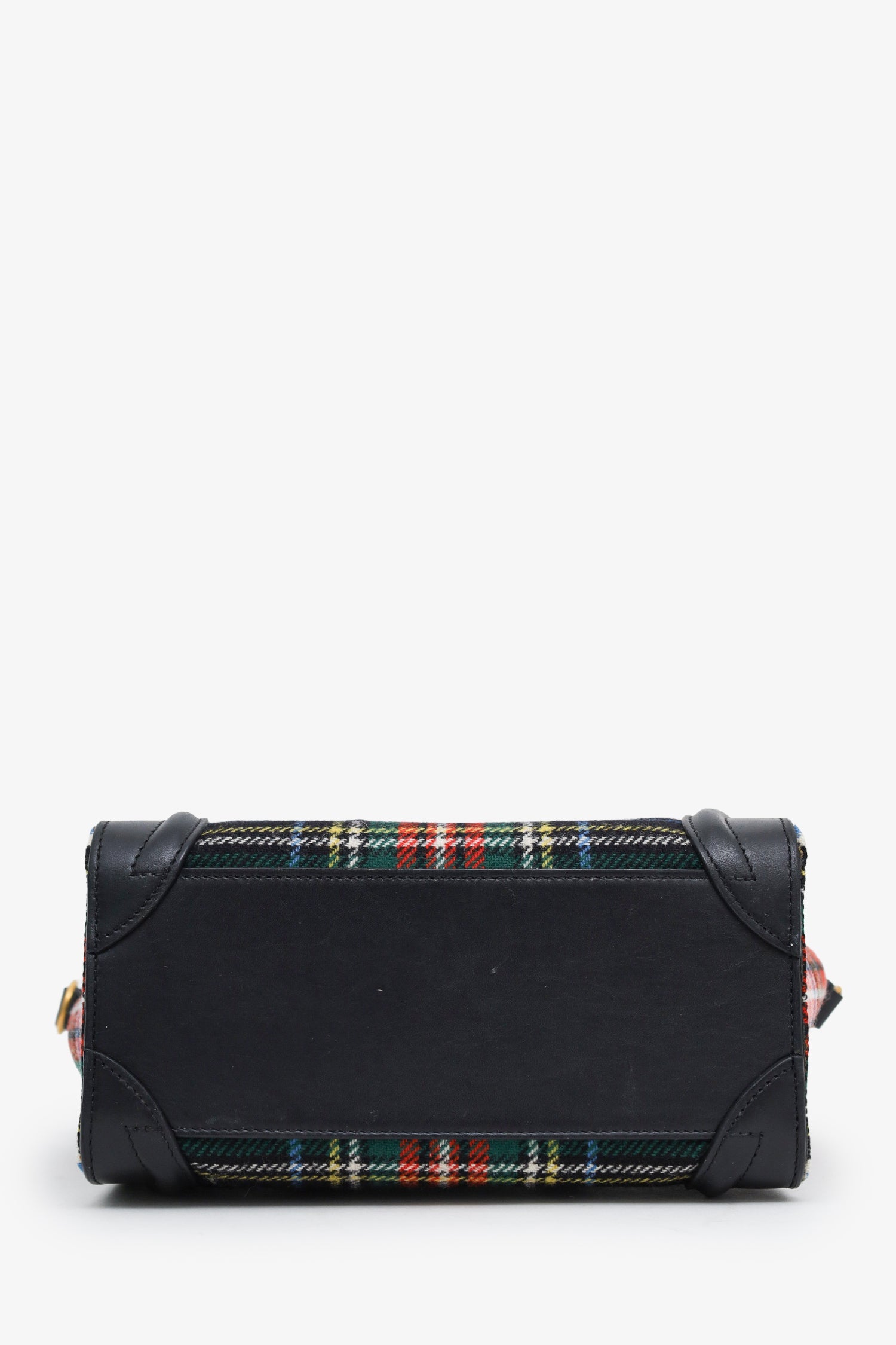 Celine 2017 Plaid Print Tartan Nano Luggage Tote Bag With Strap