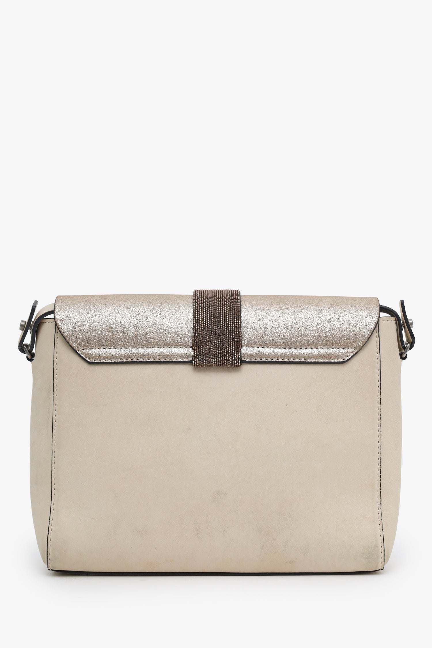 Brunello Cucinelli Cream Leather Monili Crossbody Bag