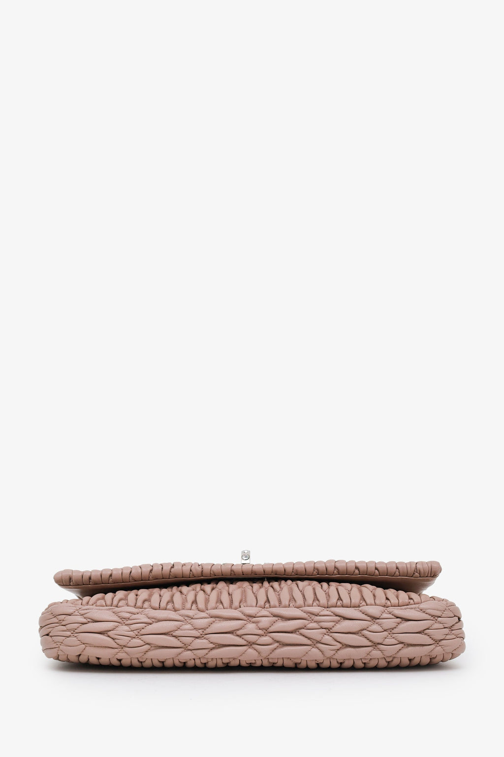 Miu Miu Pink Leather Matelasse Crystal Flap Shoulder Bag With Strap