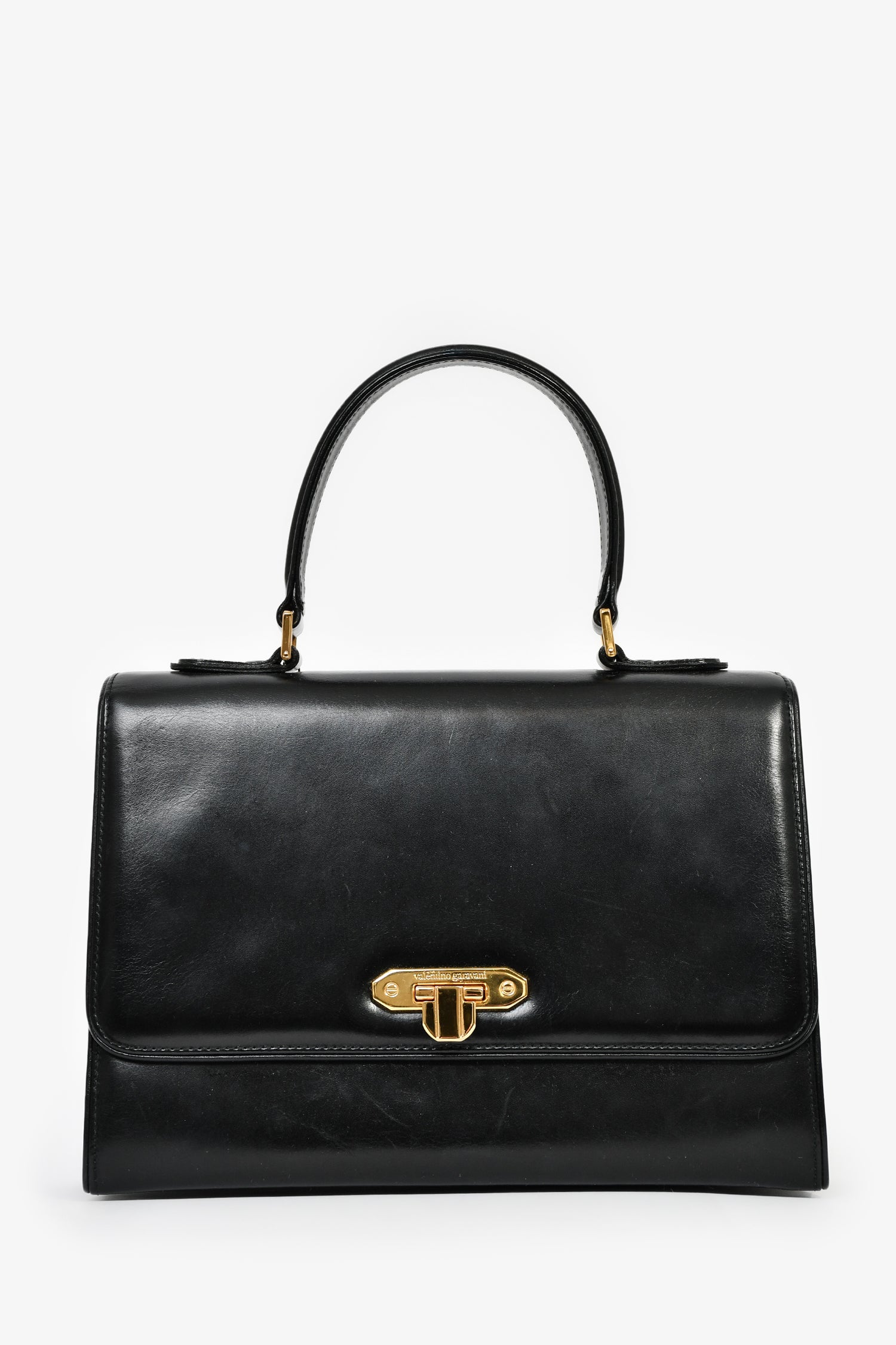 Valentino Garavani Vintage Black Leather Top Handle Bag