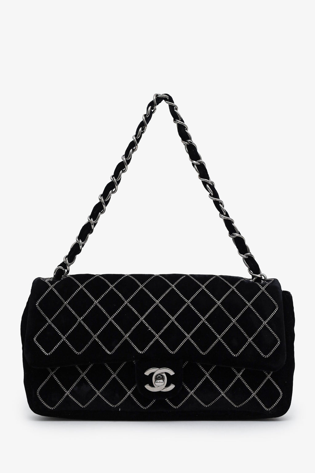 Chanel™ 2004-05 Black Velvet Classic Extra Mini Flap Bag