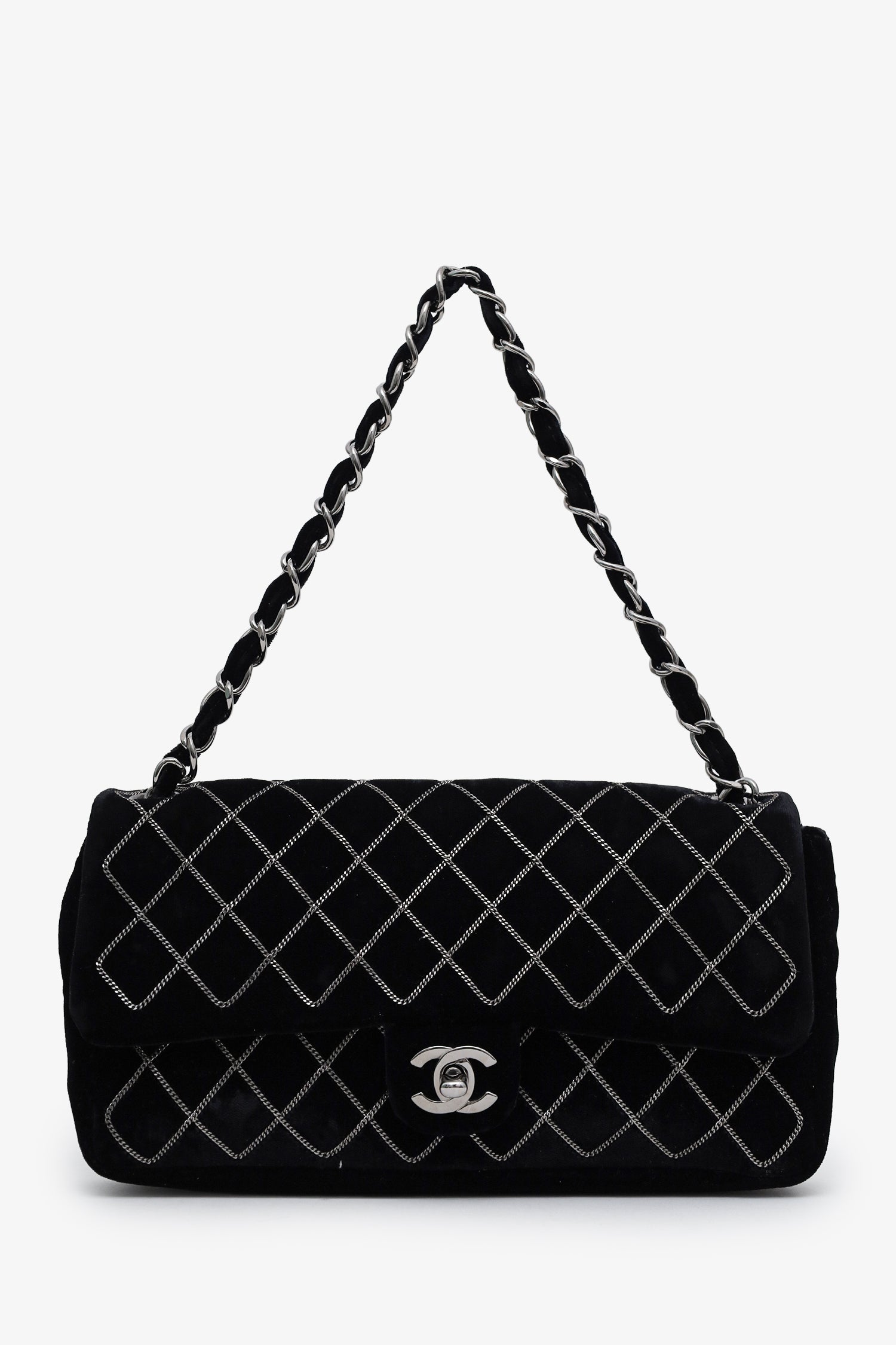 Chanel™ 2004-05 Black Velvet Classic Extra Mini Flap Bag