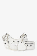 Balenciaga White Crankled Leather Le Cagole XS Crossbody