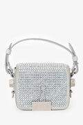Off-White Grey Suede Swarovski Crystal Baby Binder Clip Bag