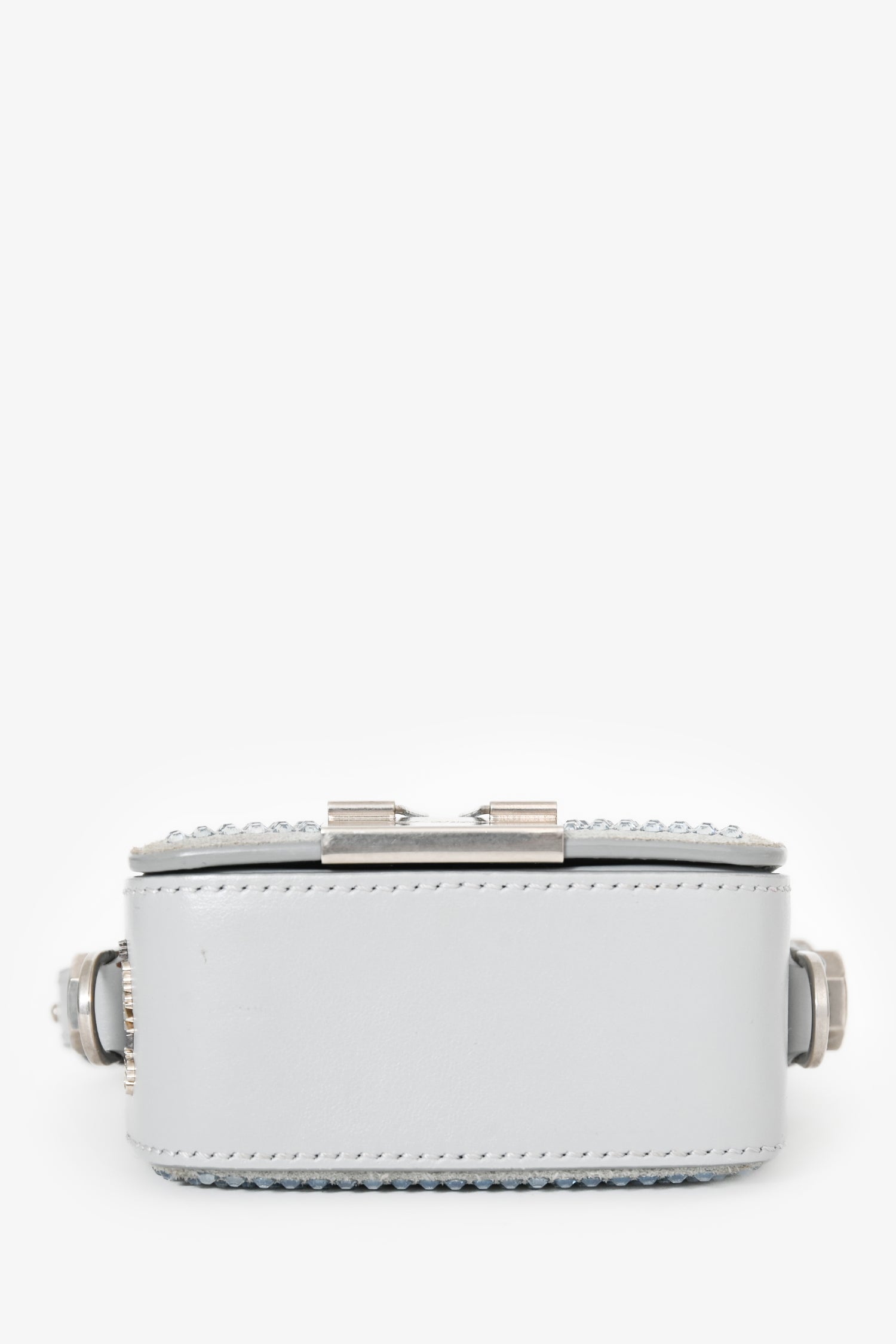 Off-White Grey Suede Swarovski Crystal Baby Binder Clip Bag