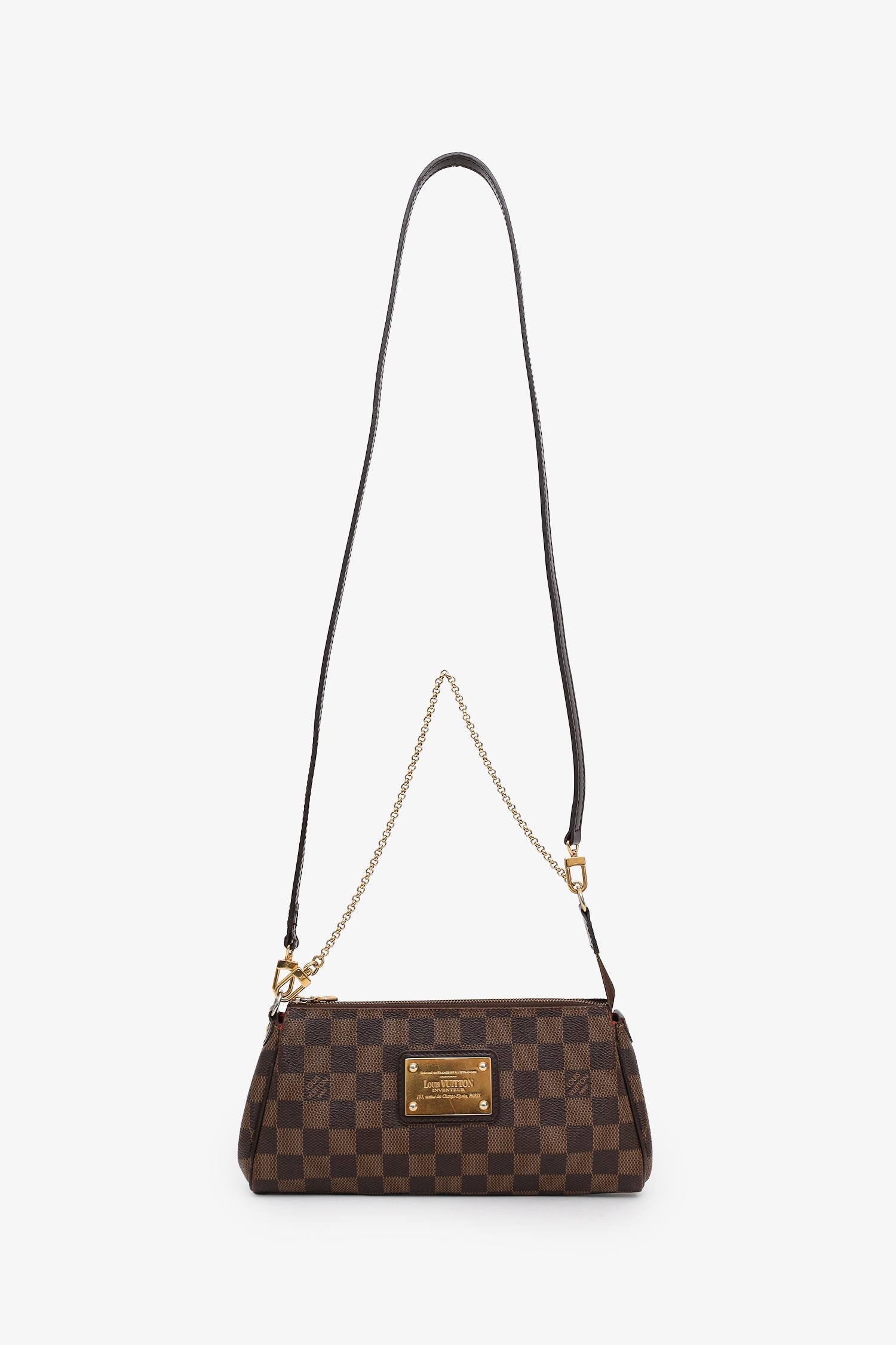 Louis Vuitton Damier Ebene Eva Pochette Bag With Crossbody Strap