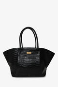 Demellier Black Croc Embossed Leather 'New York' Tote Bag