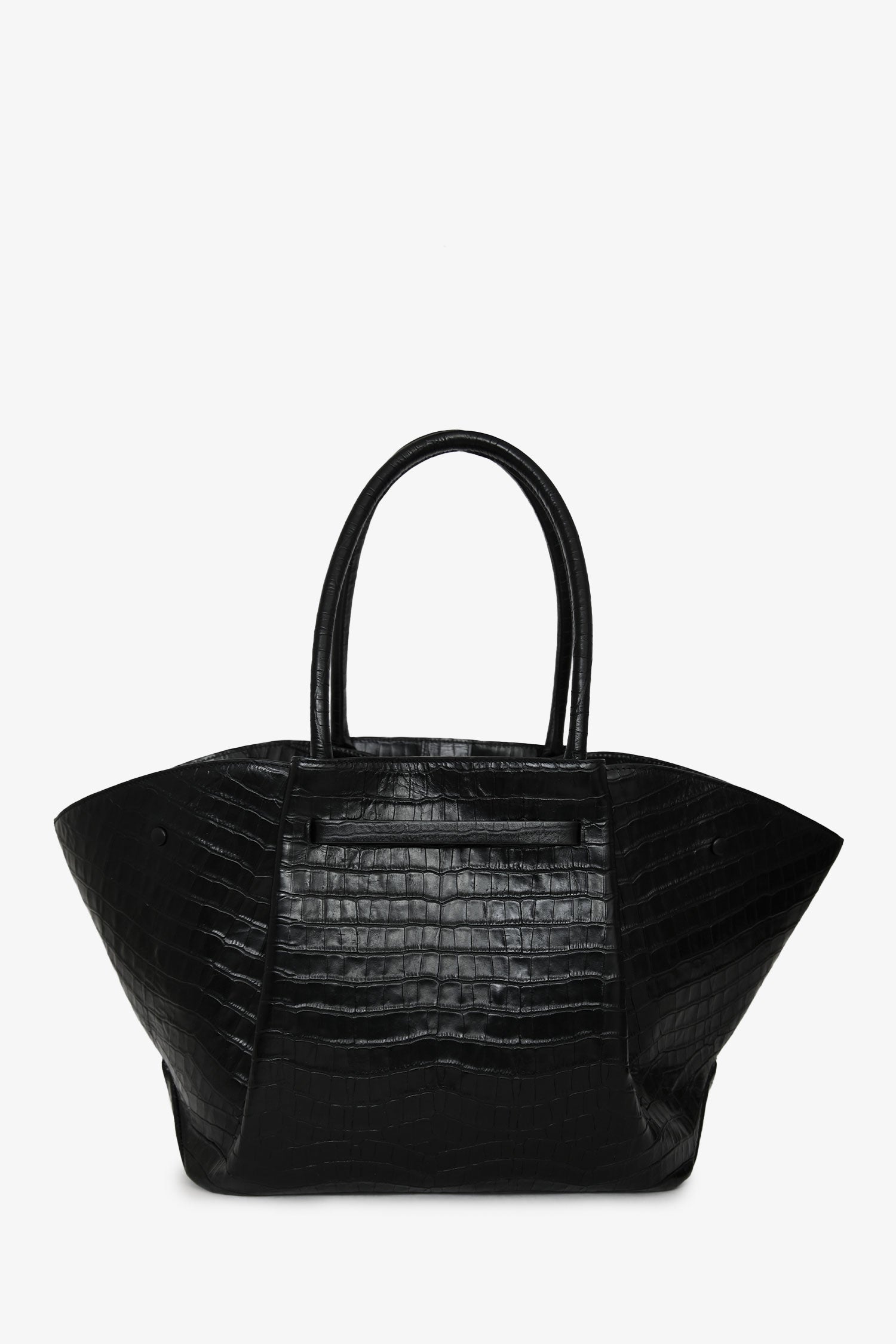 Demellier Black Croc Embossed Leather 'New York' Tote Bag