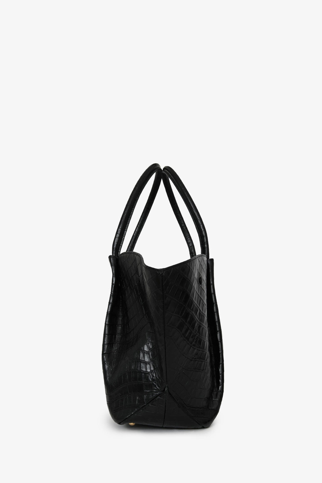 Demellier Black Croc Embossed Leather 'New York' Tote Bag