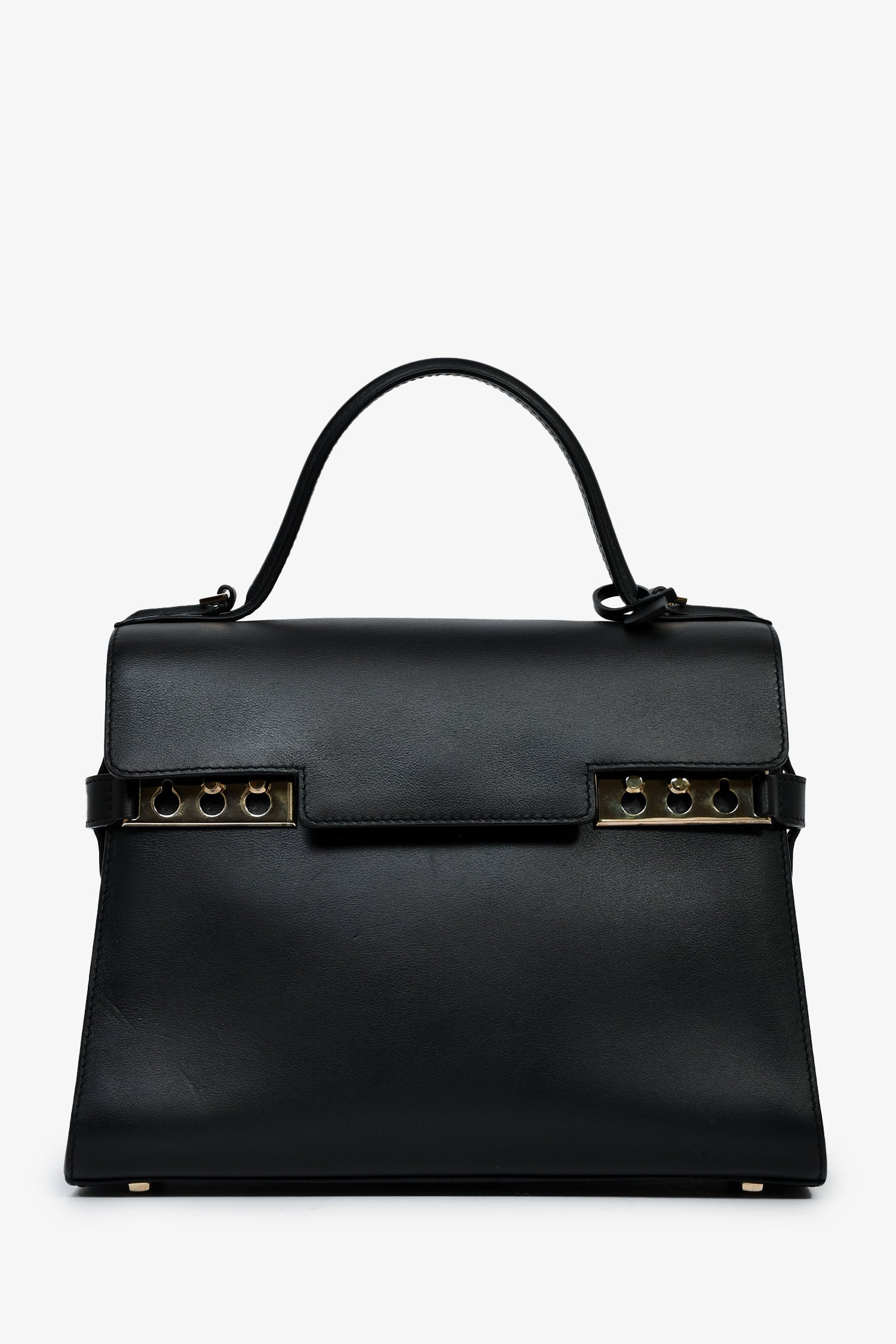 Delvaux Black Leather 'Tempete' MM Top Handle