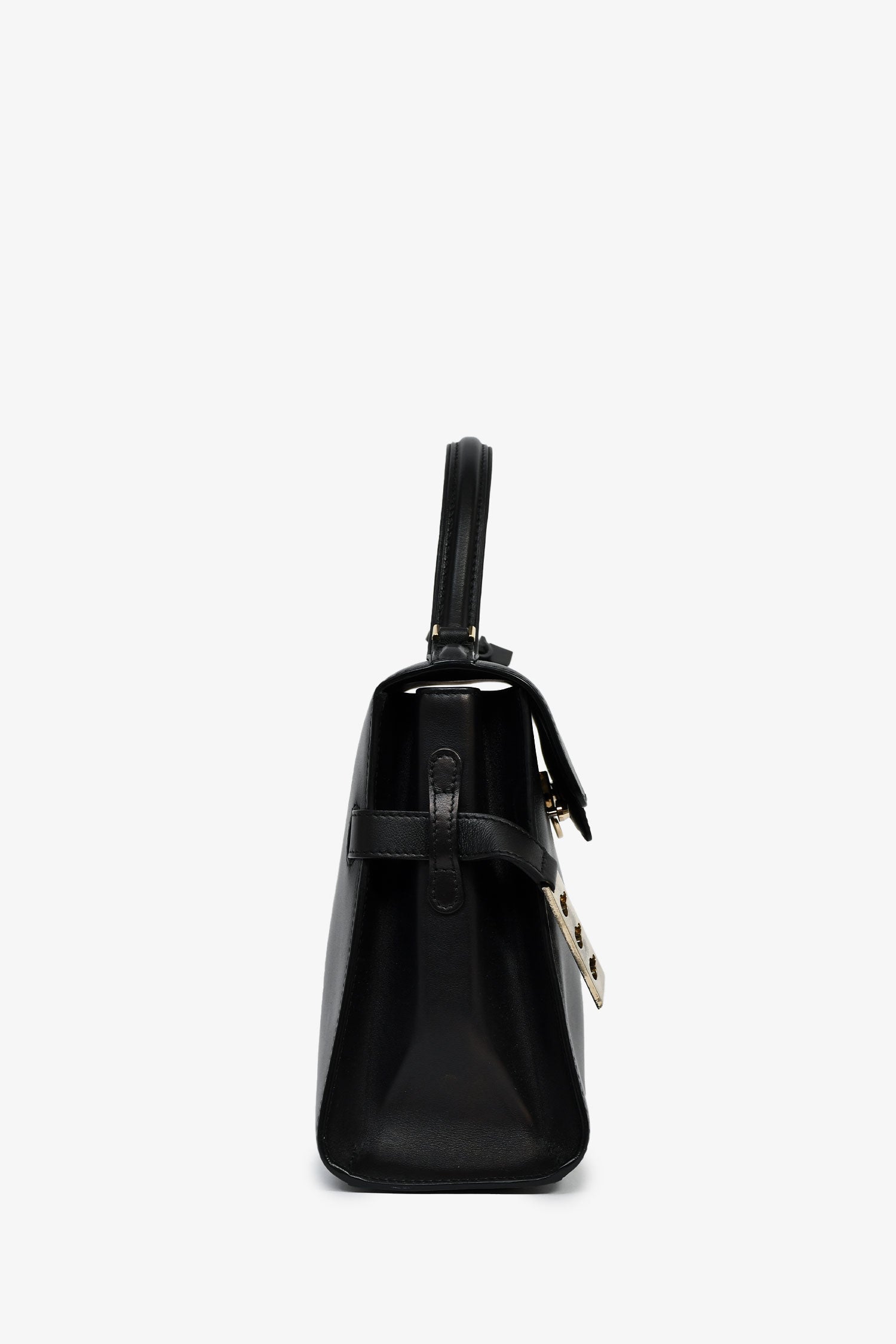 Delvaux Black Leather 'Tempete' MM Top Handle